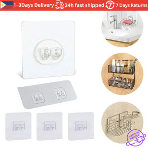 [10Pcs] Transparent Hanging Shelf Hooks Wall Storage Rack Fixing Patch Strong Self-Adhesive Snap For Kitchen Bathroom Gadgets