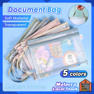 Double Layer A4 File Folder Bag Document Mesh Zipper Pouch Convenient Office Student Stationery Pen Book Storage 文件袋