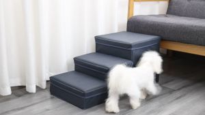 [COD]3 Floor Folding Storage Pet Dog Ramp Stairs Puppy Cat Animal Cushion Bed Cushion Fashion Pet Supplies Pet Stairs Pet Steps 3-Step Dog Pet Stairs Indoor Ramp Portable