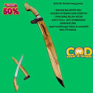 G0L0K SOMEL 45CM  KAYU JATI VARIASI DURALIUM DAN KAYU SONOKELING// BAHAN BAJAPER PROSES TEMPA  SIPUH FINISHING // PB 45CM // SPEK MULTIFUNGSI TEBAS RINGAN DAN JUGA SEMBELIH GAYA DORONG & TARIK