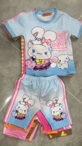 10-43kg bộ ngố capypara-baby three- labubu bé gái thun lạnh 3D đẹp mềm mịn- bộ lửng thun lạnh bé gái 100