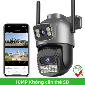 Camera Wifi ABUNTU PTZ Zoom Kỹ Thuật Số 10X Ống Kính Bốn Ống Kính Ngoài Trời IP66 Chống Nước Tầm Nhìn Ban Đêm Camera Quan Sát An Ninh Giám Sát Với WiFi Băng Tần Kép