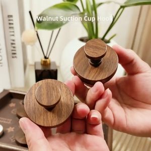 Walnut Texture Suction Cup Knob Rotatable Hanging Storage Rack