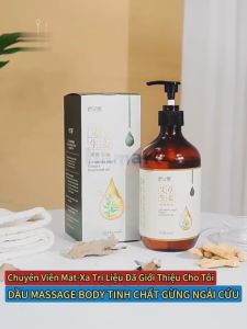 Dầu Massage Body 500ml Tinh Chất Gừng Ngải Cứu Spa Đông Y Cổ Vai Gáy Dưỡng Sinh Giảm Đau Xương Khớp