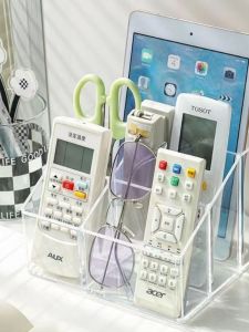 Home Transparent Acrylic Remote Control Storage Box Living Room Mobile Phone Storage Seat Desktop Pen Book Clutter Organizing Box