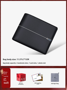Williampolo Mens Wallet Genuine Soft Leather Short Style Valentines Day Gift for Young Men Business/Ol Horizontal Shape