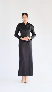 FN9301 ชุดไทยจิตรลดาสีดำ ผ้าไหมยืด/ผ้าเครป ชุดดำ งานศพ งานพระราชทานเพลิงศพ [LUXURY707]