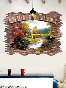 Natural Landscape Stickers Warm Room Decoration Self Adhesive Wall Art Living Room Background Wallpaper Entrance Transformation