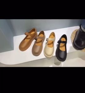 Mary Janes round peep rubber flap shoes