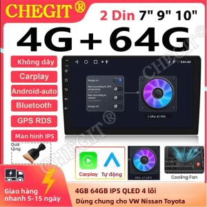 Đầu Android Radio 2 DIN Tích Hợp Carplay Bộ Nhớ 64G Đầu Phát Đa Phương Tiện Cho Toyota Hyundai Nissan Kia Màn Hình Cảm Ứng 7/9/10 Inch Android 13 Hệ Thống Âm Thanh Nổi Tự Động GPS