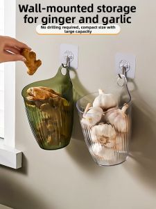 Attractive Garlic Ginger Scallion Storage Basket Wall Mount Rack