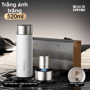 nRMEi | Cốc giữ nhiệt bằng titan nguyên chất có ngăn cách trà và nước dành cho nam