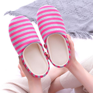 Silent Cotton Slippers Mens Indoor Home Wood Floor Soft Bottom Half Wrapped Heel Plaid Design Korean Style Couple Slippers