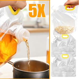 5Pcs Large Capacity Grains Sealed Storage Bags / 1.5L & 3L Optional Moisture-Proof Insect-Proof Food Pouches / Transparent Foldable Organizer Bags with Carry Handles