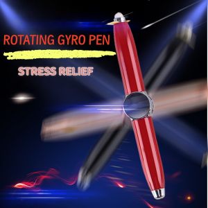 Multifunctional Decompression Finger Rotate Luminous Gyro Pens Toy Fidgets Spinner LED Light Ballpoint Pen Metal Gyro Pen Gift