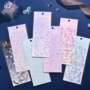 1pcs Agugu Glitter Laser Ribbon Sticker Colorful Toploader Photocard Cute Ins Romantic Flowering Series Deco