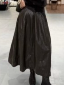 Retro High Waist Loose Womens Skirt Mid-Length A-Line Design Casual Style Polyester Fiber Knitted Skirt for Autumn Season