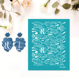 1 Sheet Silkscreen Stencil Plant/Animal Marine Life Design Reusable Silkscreen Print Mesh DIY Jewelry Earring Decal Making