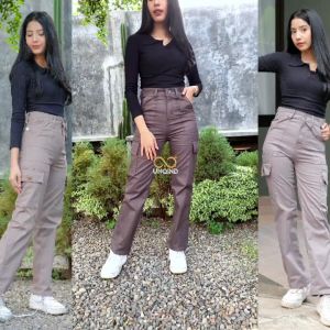 UNQIND uniquee-CELANA CARGO WANITA KOREA STYLE HIGHWAIST - Celana cargo premium