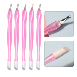 LINMANDA 5/10Pcs Nail Cuticle Trimmer Rubber Nail Cleaner Plastic Handle Cuticle Pusher Suitable for Nail Salons and Home DIY