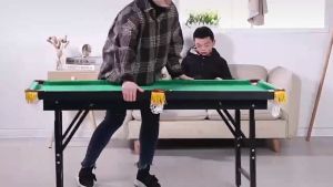 【In Stock】New Mini Billiard Table for Kids Adjustable Metal Legs Billiard Table Set with Billiards and Pole Pool Table Games Mini Billiards for Kids