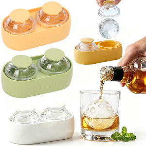 Large Round Ice Cube Mould / Food Grade Silicone Sphere Cube Trays with Lid / Ice Cube Maker Box / for Whiskey Cocktails Drinks