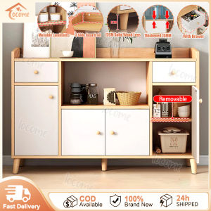 Wood Cabinet For Kitchen Storage 4 Doors 120CM Kitchen Cabinet High-capacity Kitchen Cabinet Multifunctional Side Cabinet Sideboard Household Storage Cabinet Locker Oven Microwave Shelf