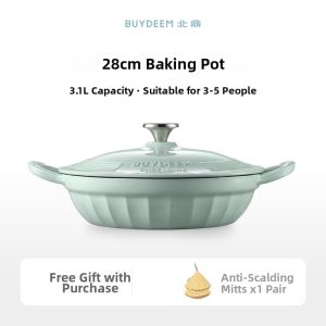 BUYDEEM | Seafood Cooking Cast Iron Enamel Pot 28cm