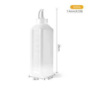Large Capacity Square Plastic Squeezy Sauce Bottle for Salad And Tomato Sauce Commercial Kitchen Storage Container Creative Design