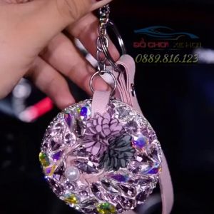 Móc khóa đính đá ngũ sắc có Gương Mini đính đá cao cấp làm phụ kiện quà tặng dây treo balo túi xách ví cầm tay