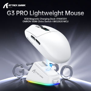 ATTACK SHARK | ATTACK SHARK G3 PRO Wireless Gaming Mouse Magnetic Charging Dock62g Lightweight PAW33111000Hz Tri-Mode 2.4G Wireless/Bt