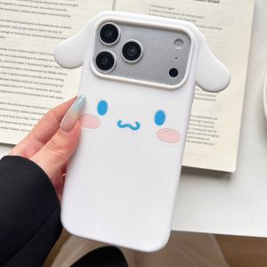 Sanrio | Cute White Cinnamoroll Matte Silicone Phone Case For iphone 17 16 15 14 13 Pro Max 17 Pro 3D Shockproof Protective Soft Cover