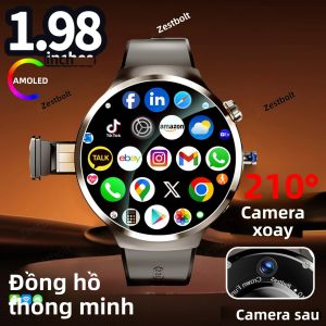 Đồng Hồ Thông Minh Hệ Điều Hành Kép Android 13.0 Với 210 °   Camera Xoay 4G 5G LTE GPS WiFi La Bàn Pin 1900mAh Màn Hình 1.98 Inch