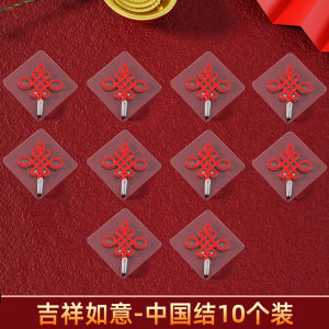 Red Strong Adhesive Hook Festive Sticky Hook Heavy Load Adhesive Hook Sticky Hook for Hanging Lanterns Strong Plastic Hook