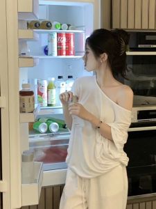 Áo Thun Dài Tay Màu Trắng Hở Vai Mùa Hè Thường Ngày Cơ Bản Cho Nữ Áo Thun Nữ Cổ Chữ V Tay Dài Thường Ngày Mùa Hè