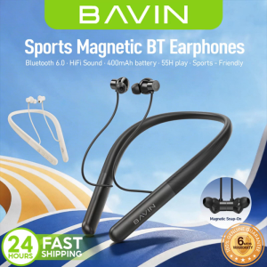 BAVIN BH72 Hi-Fi Bluetooth 6.0 Magnetic Neckband Sports Headphones w/ Built-in Microphone & Volume Control
