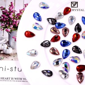 ZM New 9*14 Waterdrop Flat Bottom Drill Seven Color Nail Decoration Ultra Shiny Gold Base Drill DIY Stick Drill Beauty Tools