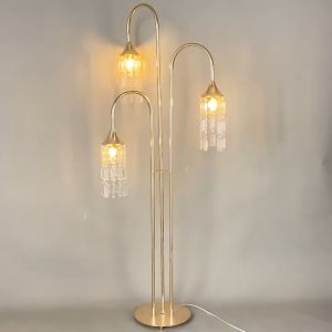 Wedding Props - Gold Crystal Candelabra with LED Lights and Elegant 3-Headed Design
