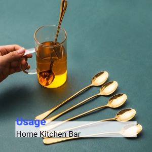 Sendok Es Panjang TEBAL Stainless Gold Silver /Sendok Es Panjang Emas Gold