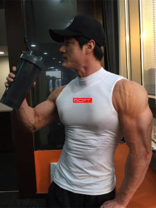 Mens Fitness Tank Top Sleeveless round Neck Dry Fast Cotton Polyester Running Gym Training Breathable Moisture Wicking Sportswear