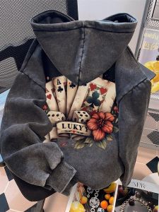 YEBO | Plus Size American Street Style Faded Hoodie