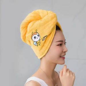 Dry Hair Towel Embroidered Coral Velvet Ladies Microfiber Soft Shower Cap Head Wrap Absorbent Fast Dry Ladies Head Towel