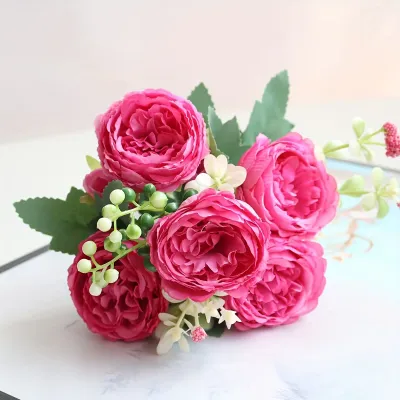 Bó Hoa Mẫu Đơn 5 Bông Giả Làm Từ Lụa Dùng Trang Trí Nhà Cửa Quà Tặng Ngày Valentine Ngày Của Mẹ Đám Cưới Tự Làm Hoa Nghệ Thuật