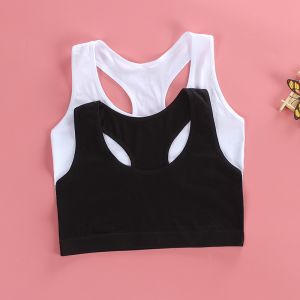 2Pcs Gift Girl Bra Teen Crop Top Underwear Vest Racerback Puberty Sport Training Bras Letter Streetwear Tube Top 8-16Y