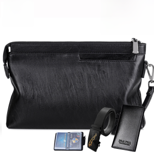 Mens Casual Soft Leather Handbag Large Capacity Clutch Bag Envelope Style Business Fashion Trendy Handheld Bag for Youth