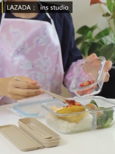 ภาชนะใส่อาหารแก้ว ปราศจาก BPA ปลอดภัยสำหรับไมโครเวฟ เหมาะสำหรับใส่กล่องข้าว กล่องข้าวนักเรียน และกล่องข้าวที่ทำงาน