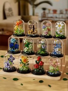 Flower Mini Cute Plant Bricks Building Blocks Toys Birthday Gift Cute Model Desktop Decoration Rose Sunflower Lily 花花积木