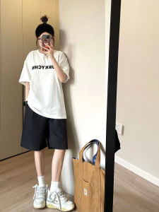 Pure Cotton Japanese Style Solid Color Workwear Shorts Women Summer New High Waist Neutral Casual Wide Leg Five-Point Trendy Pants