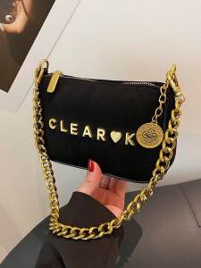 กระเป๋าสะพายข้างผ้ากำมะหยี่สีล้วนสไตล์วินเทจสำหรับผู้หญิง กระเป๋าสะพายข้างแบบสะพายข้าง สายโซ่ กระเป๋าสี่เหลี่ยมเล็ก กระเป๋าสะพายข้าง PU ขนาดเล็ก