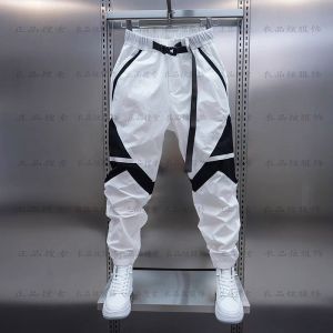 Mens Summer Thin Casual Pants Color Block Slim Fit Sports Loose Elastic Waist Long Trousers Youth Fashion Active Style